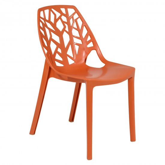 LeisureMod Modern Cornelia Dining Chair, Solid Orange, C18OR