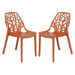LeisureMod Modern Cornelia Dining Chair, Set of 2, Solid Orange, C18OR2