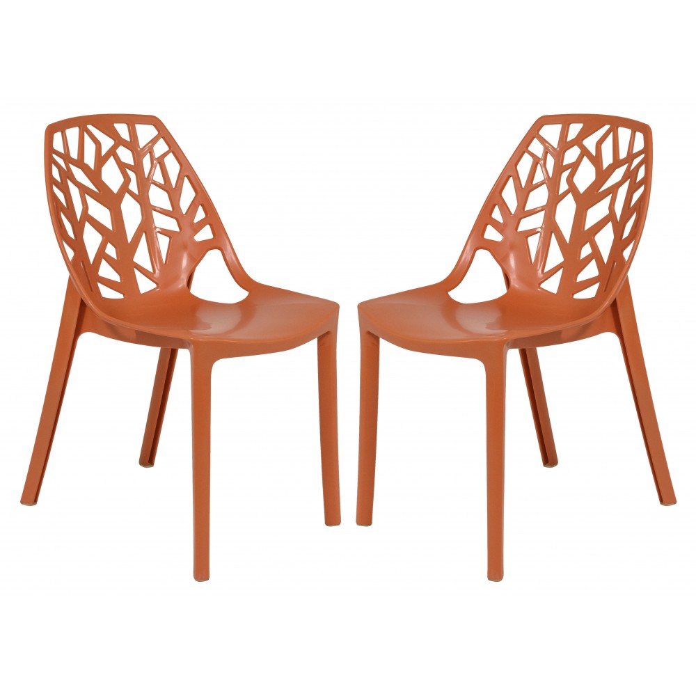 LeisureMod Modern Cornelia Dining Chair, Set of 2, Solid Orange, C18OR2 LeisureMod Modern Cornelia Dining Chair, Set of 2, Solid Orange, C18OR2