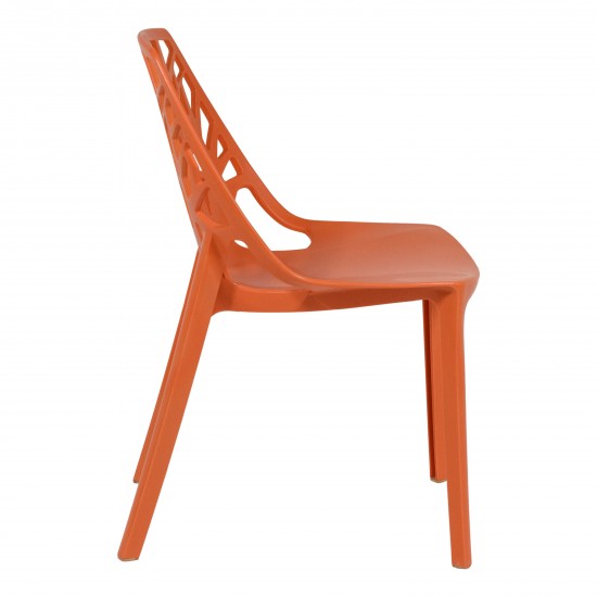 LeisureMod Modern Cornelia Dining Chair, Set of 2, Solid Orange, C18OR2
