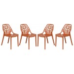 LeisureMod Modern Cornelia Dining Chair, Set of 4, Solid Orange, C18OR4