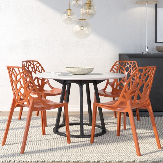 LeisureMod Modern Cornelia Dining Chair, Set of 4, Solid Orange, C18OR4