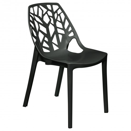 LeisureMod Modern Cornelia Dining Chair, Solid Black, C18SBL