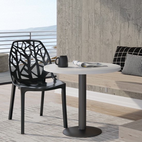 LeisureMod Modern Cornelia Dining Chair, Solid Black, C18SBL