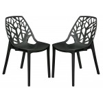 LeisureMod Modern Cornelia Dining Chair, Set of 2, Solid Black, C18SBL2