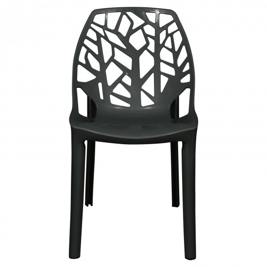 LeisureMod Modern Cornelia Dining Chair, Set of 2, Solid Black, C18SBL2