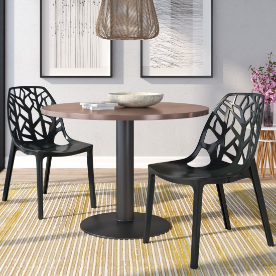 LeisureMod Modern Cornelia Dining Chair, Set of 2, Solid Black, C18SBL2