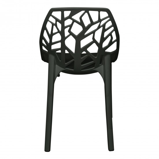 LeisureMod Modern Cornelia Dining Chair, Set of 4, Solid Black, C18SBL4