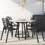 LeisureMod Modern Cornelia Dining Chair, Set of 4, Solid Black, C18SBL4