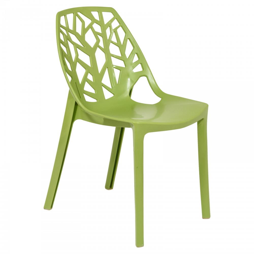 LeisureMod Modern Cornelia Dining Chair, Solid Green, C18SG