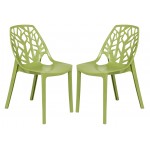 LeisureMod Modern Cornelia Dining Chair, Set of 2, Solid Green, C18SG2