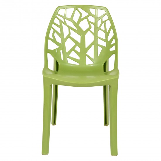 LeisureMod Modern Cornelia Dining Chair, Set of 2, Solid Green, C18SG2