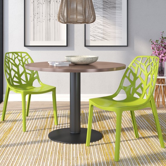 LeisureMod Modern Cornelia Dining Chair, Set of 2, Solid Green, C18SG2