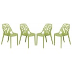 LeisureMod Modern Cornelia Dining Chair, Set of 4, Solid Green, C18SG4