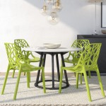 LeisureMod Modern Cornelia Dining Chair, Set of 4, Solid Green, C18SG4