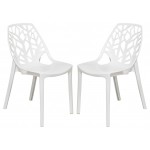 LeisureMod Modern Cornelia Dining Chair, Set of 2, Solid White, C18SW2