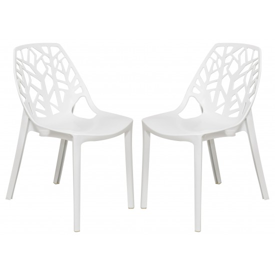 LeisureMod Modern Cornelia Dining Chair, Set of 2, Solid White, C18SW2