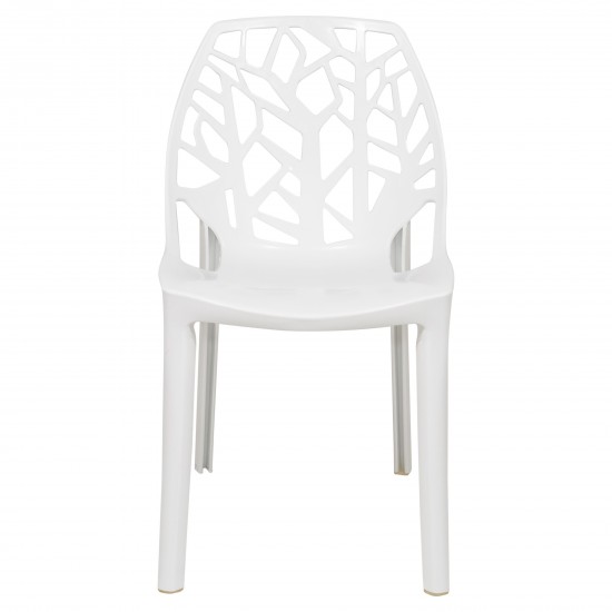 LeisureMod Modern Cornelia Dining Chair, Set of 2, Solid White, C18SW2