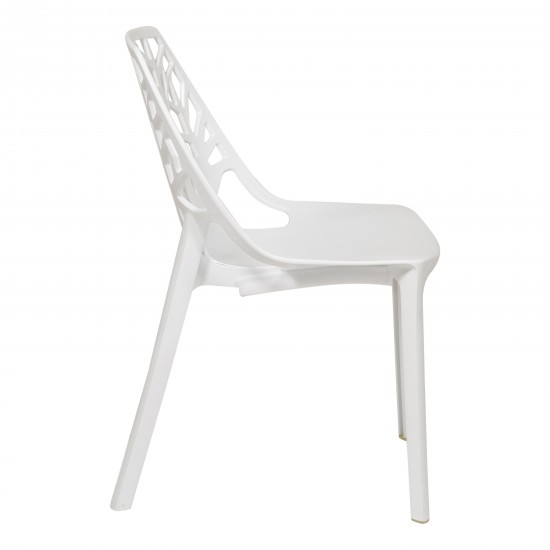 LeisureMod Modern Cornelia Dining Chair, Set of 2, Solid White, C18SW2