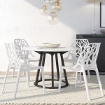 LeisureMod Modern Cornelia Dining Chair, Set of 4, Solid White, C18SW4