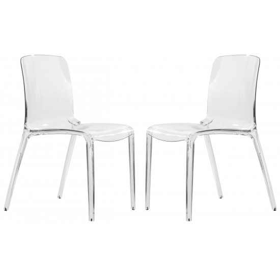 LeisureMod Murray Modern Dining Chair, Set of 2, Clear, MC20CL2