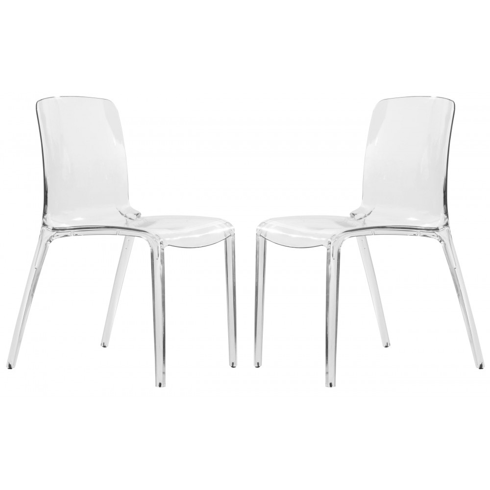 LeisureMod Murray Modern Dining Chair, Set of 2, Clear, MC20CL2