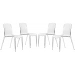 LeisureMod Murray Modern Dining Chair, Set of 4, Clear, MC20CL4