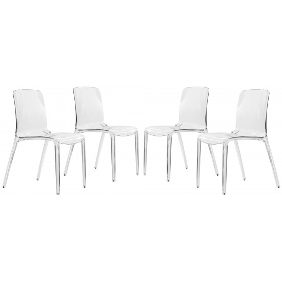 LeisureMod Murray Modern Dining Chair, Set of 4, Clear, MC20CL4