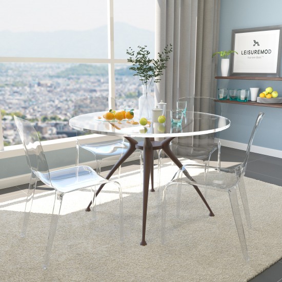 LeisureMod Murray Modern Dining Chair, Set of 4, Clear, MC20CL4