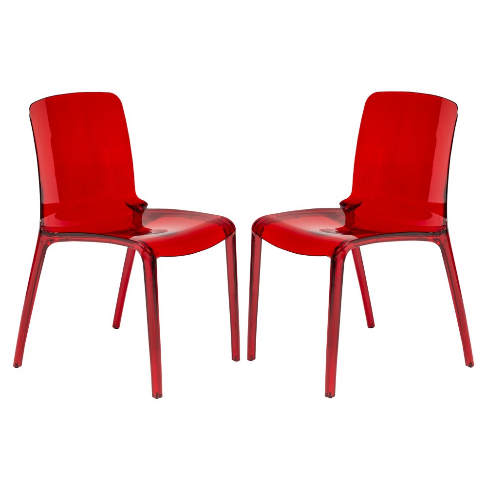 LeisureMod Murray Modern Dining Chair, Set of 2, Red, MC20R2 LeisureMod Murray Modern Dining Chair, Set of 2, Red, MC20R2