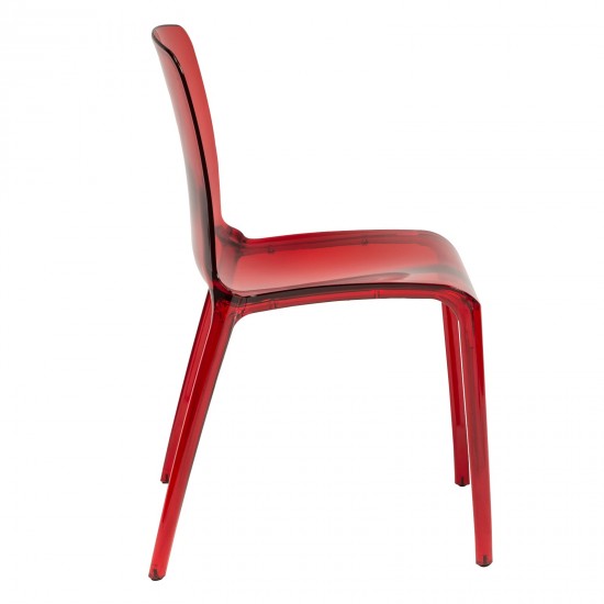 LeisureMod Murray Modern Dining Chair, Set of 2, Red, MC20R2