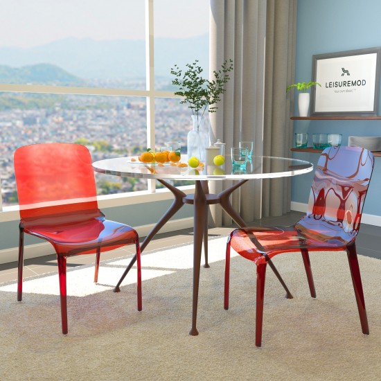 LeisureMod Murray Modern Dining Chair, Set of 2, Red, MC20R2