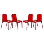 LeisureMod Murray Modern Dining Chair, Set of 4, Red, MC20R4