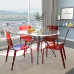 LeisureMod Murray Modern Dining Chair, Set of 4, Red, MC20R4