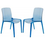 LeisureMod Murray Modern Dining Chair, Set of 2, Transparent Blue, MC20TBU2