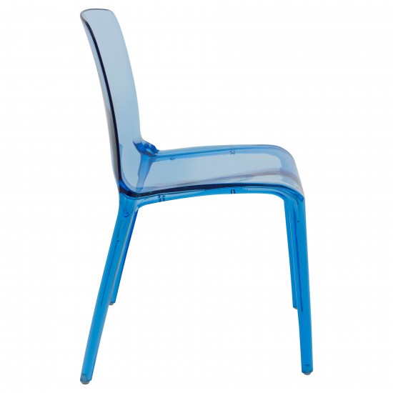 LeisureMod Murray Modern Dining Chair, Set of 2, Transparent Blue, MC20TBU2