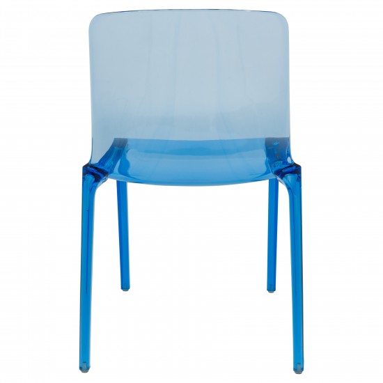 LeisureMod Murray Modern Dining Chair, Set of 2, Transparent Blue, MC20TBU2