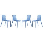 LeisureMod Murray Modern Dining Chair, Set of 4, Transparent Blue, MC20TBU4