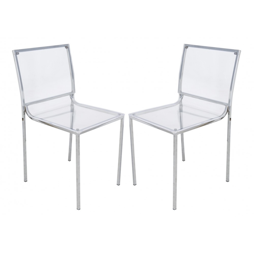 LeisureMod Modern Almeda Acrylic Dining Chair, Set of 2, Clear, ACR19CL2