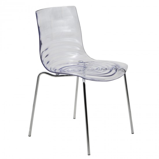 LeisureMod Astor Water Ripple Design Dining Chair, Clear, AC20CL