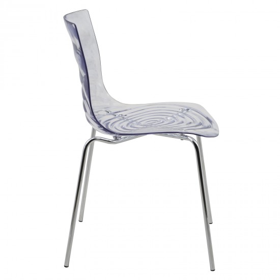 LeisureMod Astor Water Ripple Design Dining Chair, Clear, AC20CL