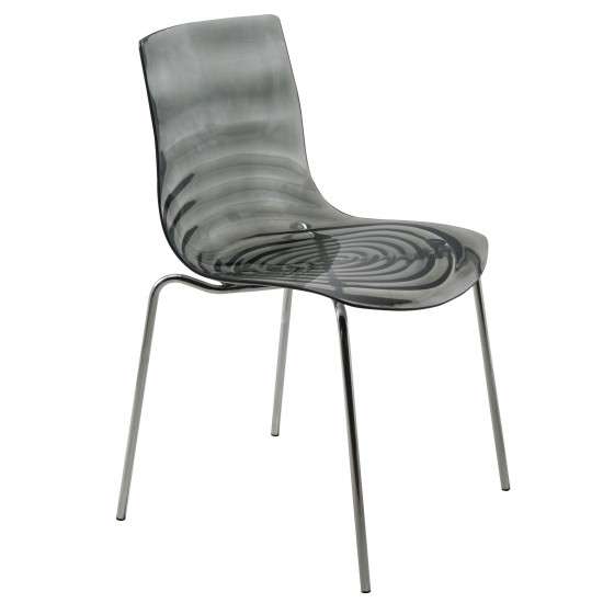 LeisureMod Astor Water Ripple Design Dining Chair, Transparent Black, AC20TBL