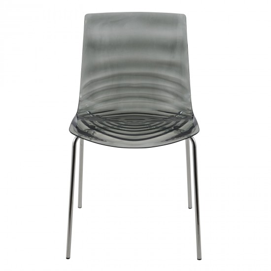 LeisureMod Astor Water Ripple Design Dining Chair, Transparent Black, AC20TBL