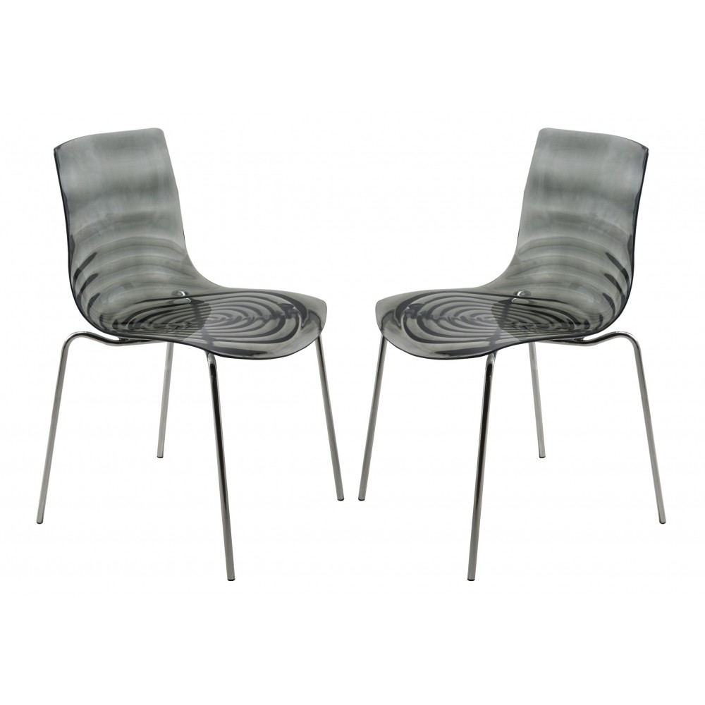 Astor Water Ripple Design Dining Chair Set of 2, Transparent Black, AC20TBL2 Astor Water Ripple Design Dining Chair Set of 2, Transparent Black, AC20TBL2