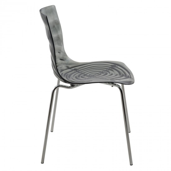 Astor Water Ripple Design Dining Chair Set of 2, Transparent Black, AC20TBL2