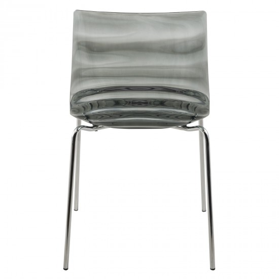 Astor Water Ripple Design Dining Chair Set of 2, Transparent Black, AC20TBL2