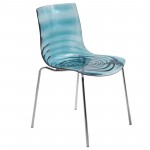 LeisureMod Astor Water Ripple Design Dining Chair, Transparent Blue, AC20TBU