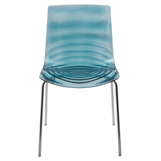 LeisureMod Astor Water Ripple Design Dining Chair, Transparent Blue, AC20TBU