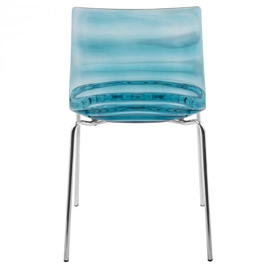 Astor Water Ripple Design Dining Chair Set of 2, Transparent Blue, AC20TBU2