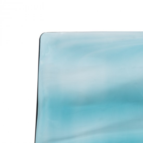 Astor Water Ripple Design Dining Chair Set of 4, Transparent Blue, AC20TBU4